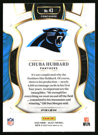 Chuba Hubbard 2025 Panini Select #43 Silver Prizm Shock