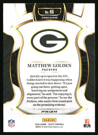 Matthew Golden 2025 Panini Select #66 Silver Prizm RC