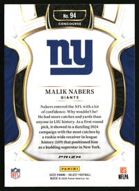 Malik Nabers 2025 Panini Select #94 Silver Prizm