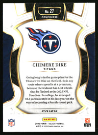 Chimere Dike 2025 Panini Select #27 Silver Prizm