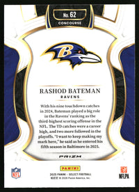 Rashod Bateman 2025 Panini Select #62 Silver Prizm
