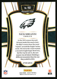 Nick Sirianni 2025 Panini Select #192 Silver Prizm