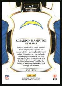 Omarion Hampton 2025 Panini Select #2 Silver Prizm RC