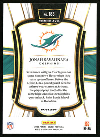 Jonah Savaiinaea 2025 Panini Select #183 Silver Prizm RC