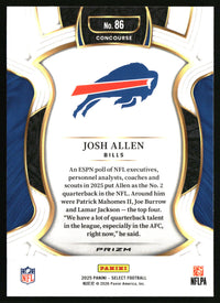 Josh Allen 2025 Panini Select #86 Silver Prizm