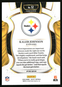 Kaleb Johnson 2025 Panini Select #52 Silver Prizm RC