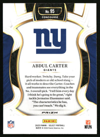 Abdul Carter 2025 Panini Select #95 Silver Prizm RC