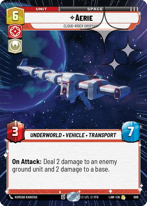 Aerie - Cloud-Rider Dropship (686) (Hyperspace Foil) (686) [A Lawless Time]