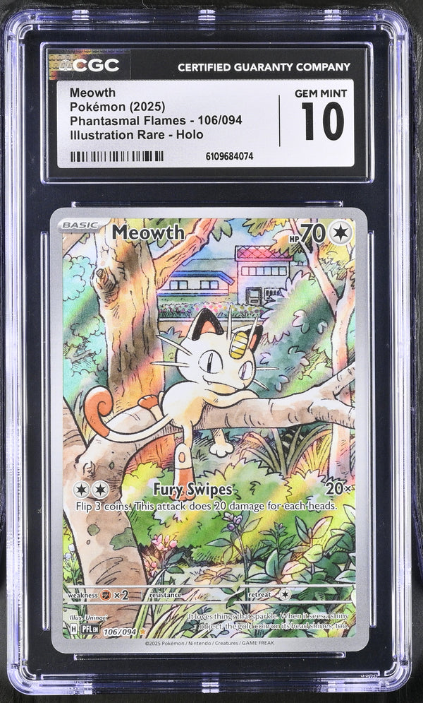 Meowth #106/094 2025 Phantasmal Flames CGC 10