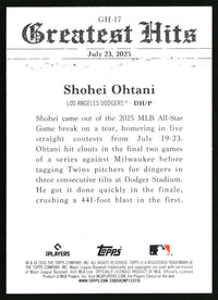 Shohei Ohtani 2026 Topps #GH-17 2025 Greatest Hits