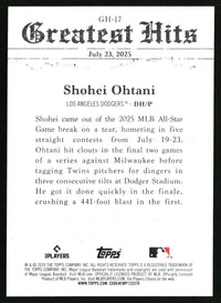 Shohei Ohtani 2026 Topps #GH-17 2025 Greatest Hits