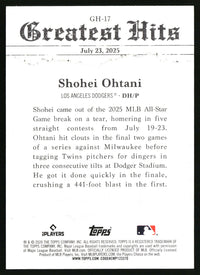 Shohei Ohtani 2026 Topps #GH-17 2025 Greatest Hits