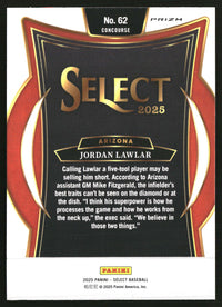 Jordan Lawlar 2025 Panini Select #62 Orange Flash Prizms