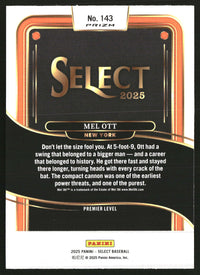 Mel Ott 2025 Panini Select #143 Orange Flash Prizms