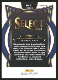Kumar Rocker 2025 Panini Select #61 Orange Flash Prizms RC