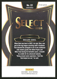 Brady Ebel 2025 Panini Select #22 Silver Prizms