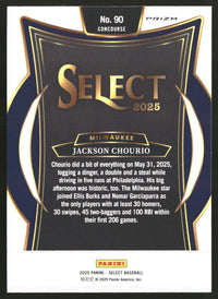 Jackson Chourio 2025 Panini Select #90 Orange Flash Prizms