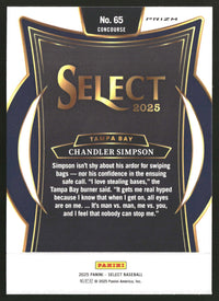 Chandler Simpson 2025 Panini Select #65 Orange Flash Prizms