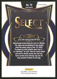 Jacob Misiorowski 2025 Panini Select #79 Orange Flash Prizms