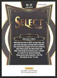 Brady Ebel 2025 Panini Select #22 Orange Flash Prizms