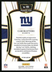Cam Skattebo 2025 Panini Select #195 Black and Gold Prizm Shock RC