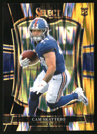 Cam Skattebo 2025 Panini Select #195 Black and Gold Prizm Shock RC