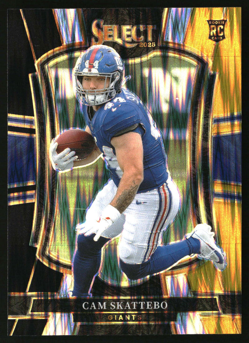 Cam Skattebo 2025 Panini Select #195 Black and Gold Prizm Shock RC