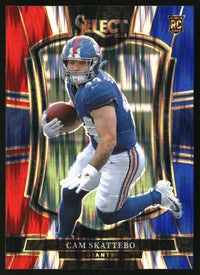 Cam Skattebo 2025 Panini Select #195 Red and Blue Prizm Shock RC
