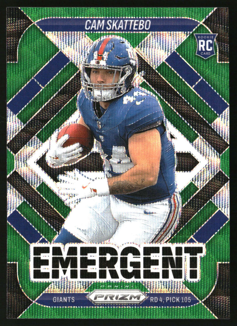 Cam Skattebo 2025 Panini Prizm #1 Emergent Green Wave