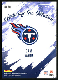 Cam Ward 2025 Panini Rookies & Stars #20 Artistry in Motion