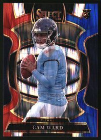 Cam Ward 2025 Panini Select #26 Red and Blue Prizm Shock RC