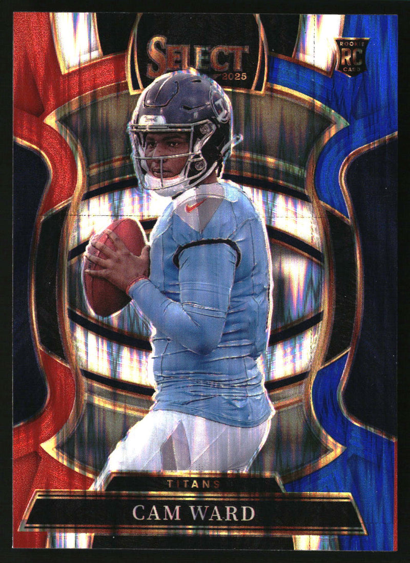 Cam Ward 2025 Panini Select #26 Red and Blue Prizm Shock RC