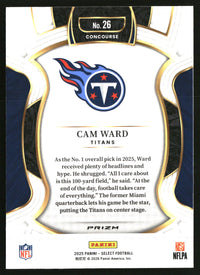 Cam Ward 2025 Panini Select #26 Silver Prizm RC