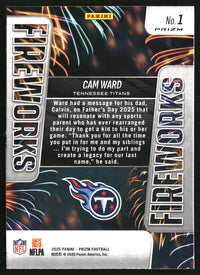 Cam Ward 2025 Panini Prizm #1 Fireworks Green