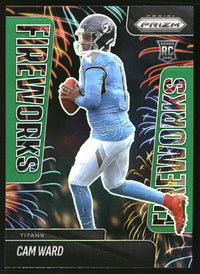 Cam Ward 2025 Panini Prizm #1 Fireworks Green