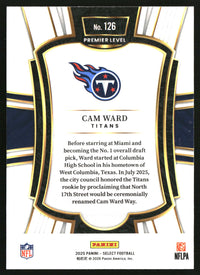 Cam Ward 2025 Panini Select #126 RC