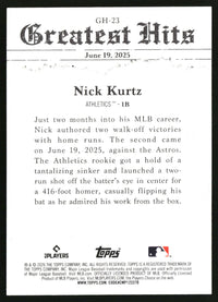 Nick Kurtz 2026 Topps #GH-23 2025 Greatest Hits