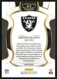 Ashton Jeanty 2025 Panini Select #4 Black and Red Prizm Shock RC