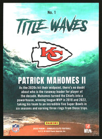 Patrick Mahomes II 2025 Donruss Elite #1 Title Waves Green