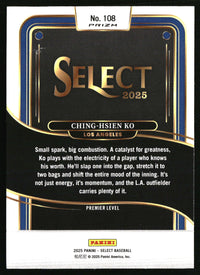 Ching-Hsien Ko 2025 Panini Select #108 Red and Green Ice Prizms