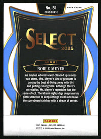 Noble Meyer 2025 Panini Select #51 Red and Green Ice Prizms