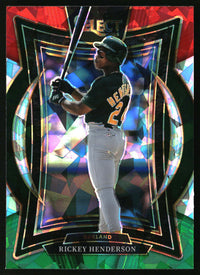 Rickey Henderson 2025 Panini Select #3 Red and Green Ice Prizms