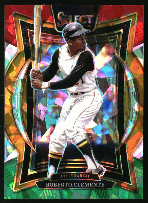 Roberto Clemente 2025 Panini Select #10 Red and Green Ice Prizms