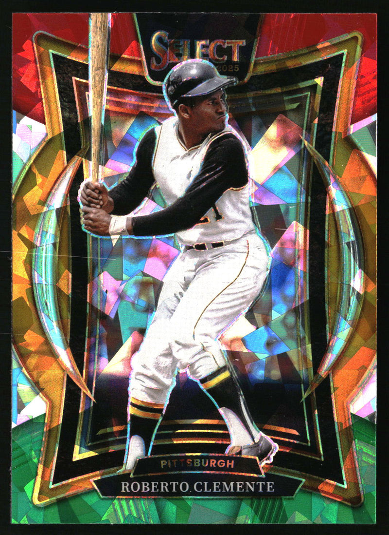 Roberto Clemente 2025 Panini Select #10 Red and Green Ice Prizms