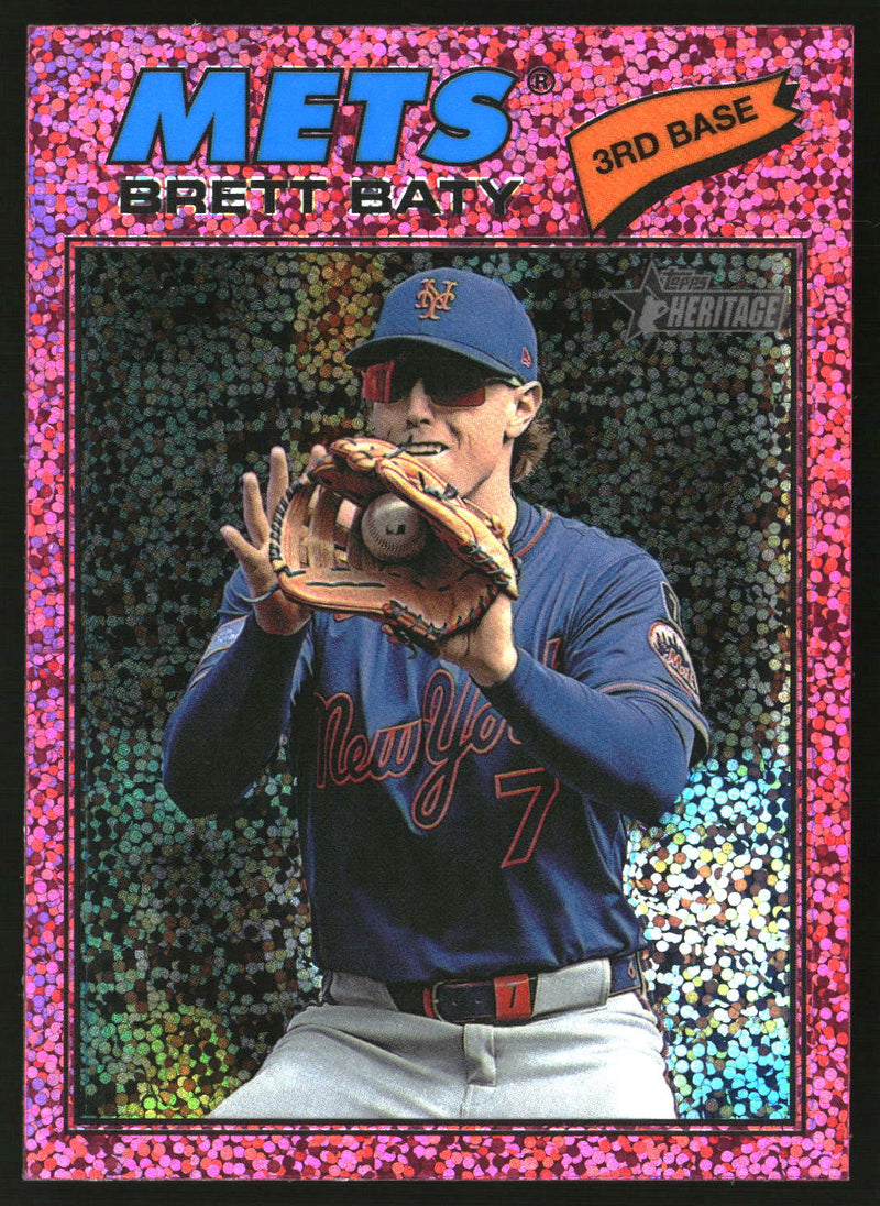 Brett Baty 2026 Topps Heritage #19 Chrome Pink Sparkle Refractors