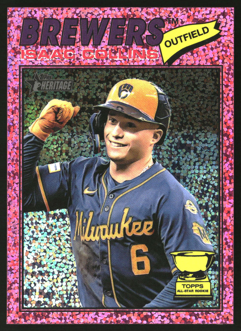 Isaac Collins 2026 Topps Heritage #102 Chrome Pink Sparkle Refractors