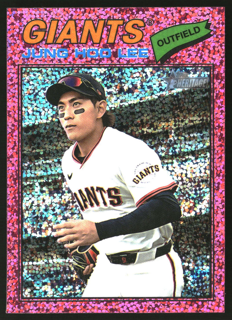 Jung Hoo Lee 2026 Topps Heritage #171 Chrome Pink Sparkle Refractors