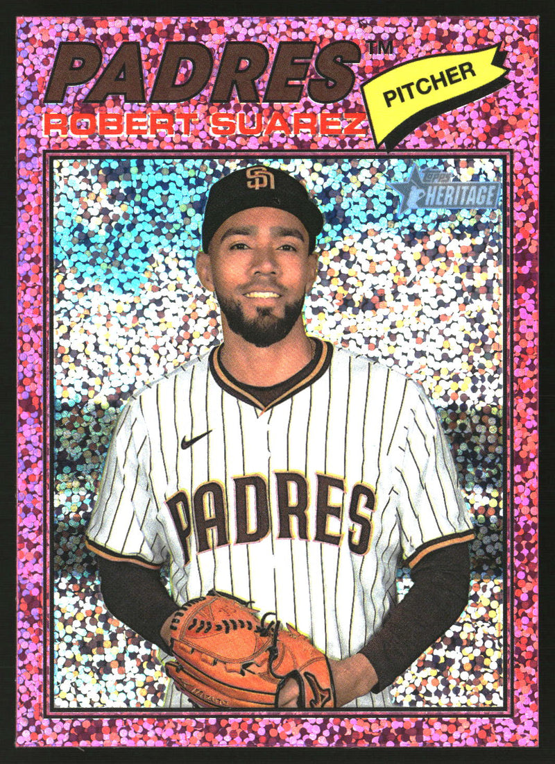 Robert Suarez 2026 Topps Heritage #174 Chrome Pink Sparkle Refractors