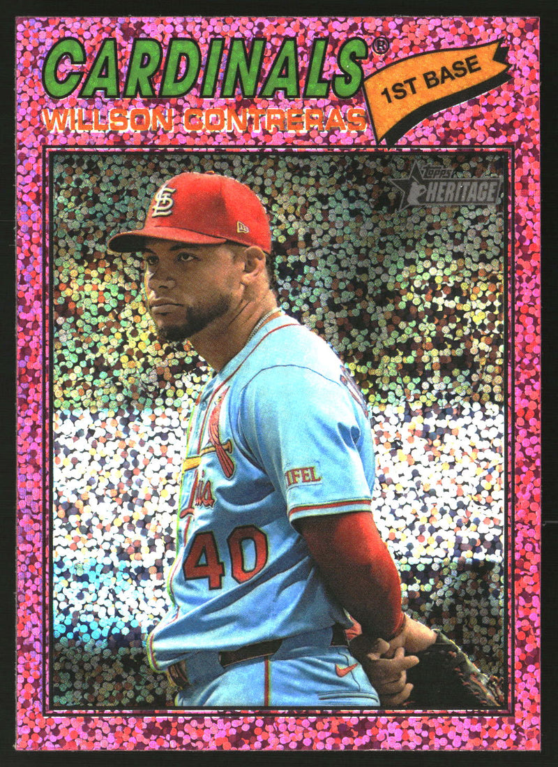 Willson Contreras 2026 Topps Heritage #156 Chrome Pink Sparkle Refractors