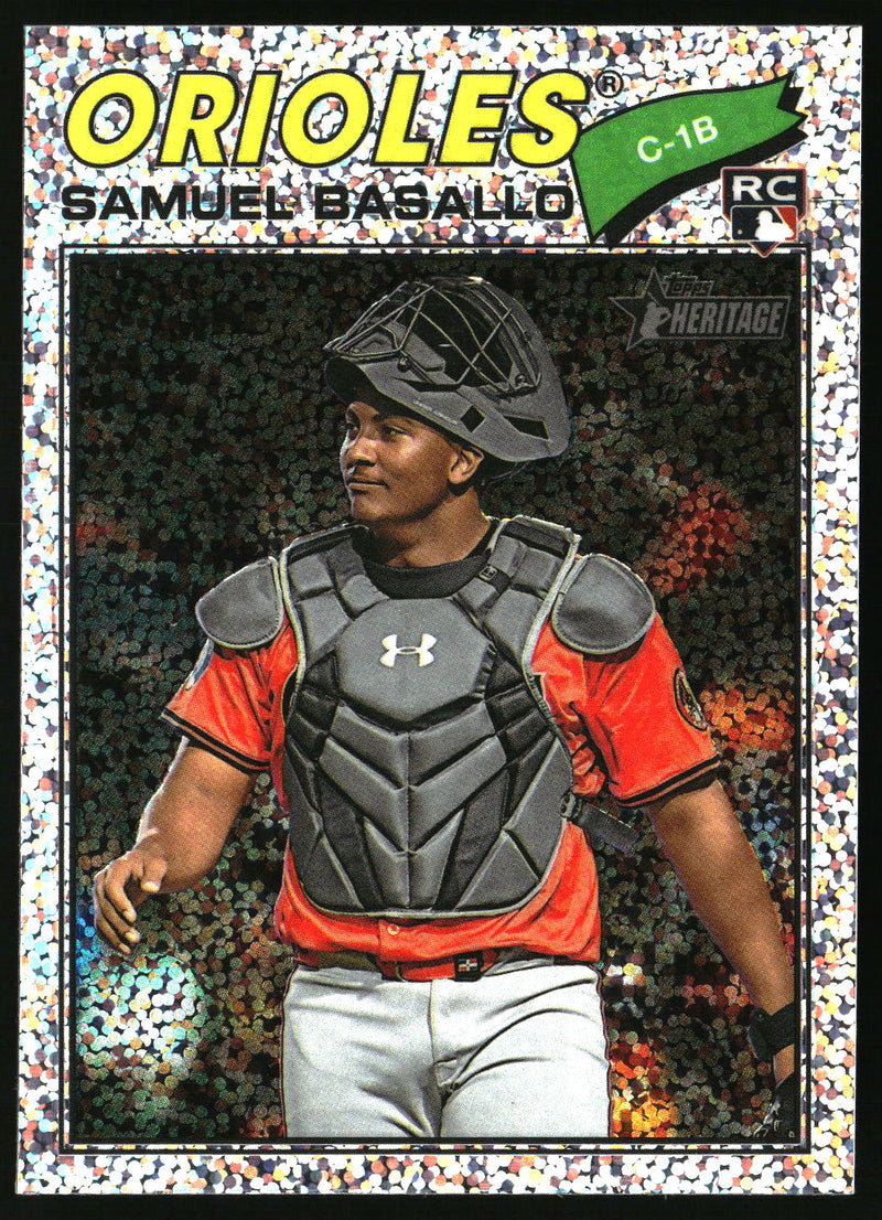 Samuel Basallo 2026 Topps Heritage #175 Chrome Silver Sparkle Refractors RC